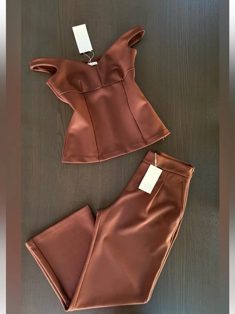 Zara NWT brown off shoulder top ONLY